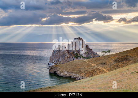 Schamanen-Felsen, den Baikalsee in Russland Stockfoto