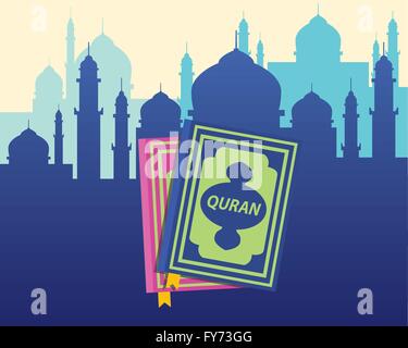 Koran Islam muslimische Bücher mit flachen Stil Vektor Stock Vektor