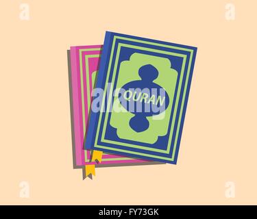 Koran Islam muslimische Bücher mit flachen Stil Vektor Stock Vektor