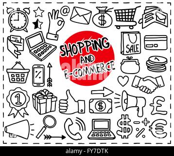 Doodle Shopping Icons Stock Vektor
