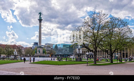 Statue von Concordia auf Jubilee Spalte Gedenken silbernes Jubiläum von König Wilhelm 1. Schlossplatz, Stuttgart, Deutschland Stockfoto