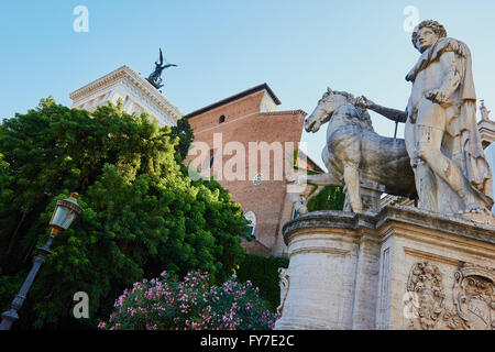 Castor und Pollux Statue Piazza Del Campidoglio Rom Latium Italien Europa Stockfoto