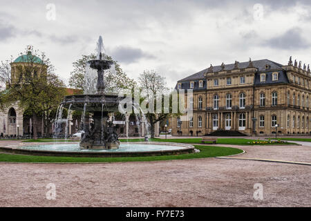 Brunnen und Neues Schloss, New Palace auf dem Schlossplatz, und Kunst-Galerie, Stuttgart, Baden-Württemberg, Deutschland Stockfoto