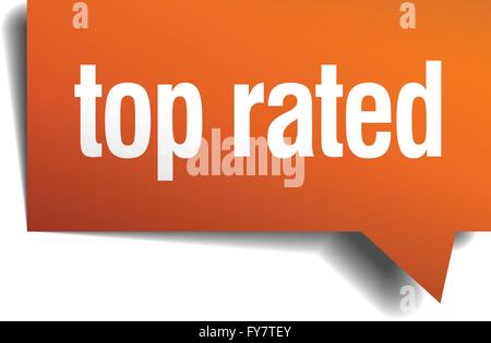 Top bewertete orange Sprechblase isoliert auf weiss Stock Vektor