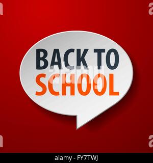 Zurück zu 3d Sprechblase auf rotem Grund Schule Stock Vektor