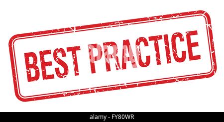 beste Praxis rotes Quadrat Grunge Vintage isoliert Stempel Stock Vektor