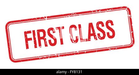 erstklassige rotes Quadrat Grunge Vintage isoliert Stempel Stock Vektor