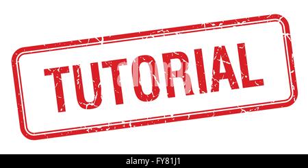 Tutorial rotes Quadrat Grunge Vintage isoliert Stempel Stock Vektor