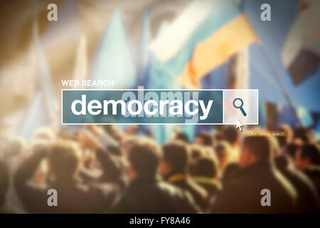 Web Suche Bar Glossarbegriff - Demokratie-Definition im Internet Glossar. Stockfoto