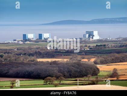 Die Website von EDF Energy Hinkley Point C Kernkraftwerk, mit bestehender Twin-Reaktoren von Hinkley A (links) und Hinkley B Stockfoto