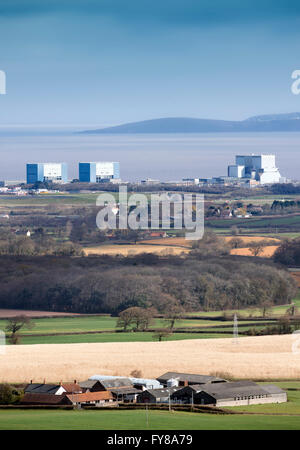 Die Website von EDF Energy Hinkley Point C Kernkraftwerk, mit bestehender Twin-Reaktoren von Hinkley A (links) und Hinkley B Stockfoto