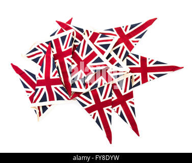 Union Jack Flag Bunting auf weißem Hintergrund Stockfoto