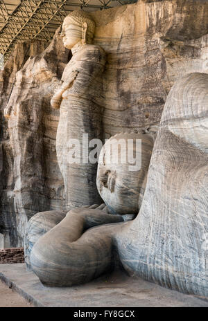 Liegender Buddha, Gal Vihara, Polonnaruwa, Sri Lanka Stockfoto