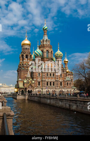 Thermen-Na-Krovi Kathedrale in St. Petersburg, Russland. Stockfoto