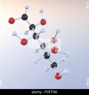 Molekülstruktur, Traubenzucker, molekulare, 3D-Rendering Stockfoto