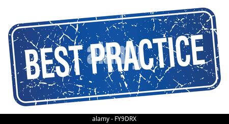 beste Praxis blauen quadratischen Grunge texturiert isoliert Stempel Stock Vektor