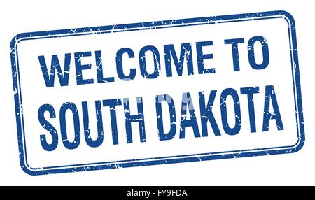 Willkommen Sie in South Dakota blue Grunge quadratische Stempel Stock Vektor