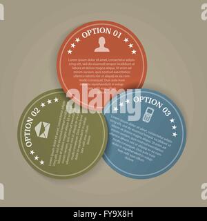 Infografik Illustration 3 Farbkreise mit Stufen oder Entscheidungen Stock Vektor