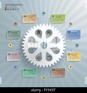 Modernen Infografik Design mit Zahnrad und Optionen. Stock Vektor