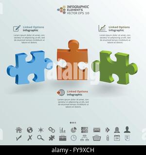 Infografik-Hintergrund der drei Teile eines Puzzles zu abstrahieren. Stock Vektor