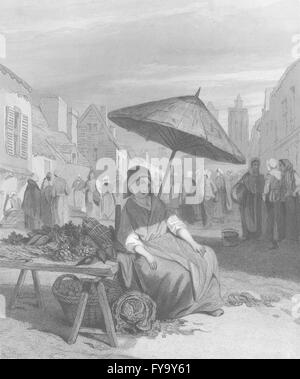 Porträts: Französischer Markt Mädchen, antiken print c1856 Stockfoto