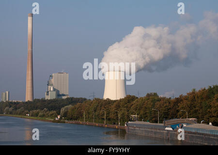 Heil-Kraftwerk in Datteln-Hamm-Kanal, Ruhr, Bergkamen, Rünthe district, North Rhine-Westphalia, Deutschland Stockfoto