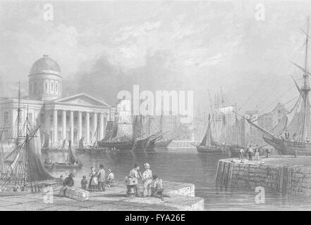 LIVERPOOL: Canning Dock, Zoll; Bartlett; Finden, antiken print 1842 Stockfoto