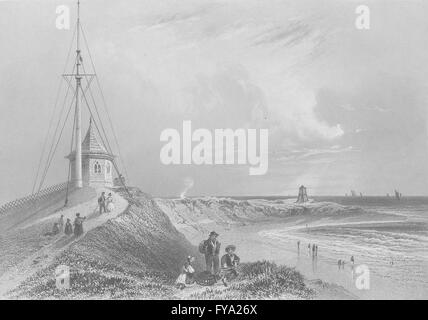 FLEETWOOD-ON-WYRE: Neuer Hafen; Bartlett; Finden, antiken print 1842 Stockfoto