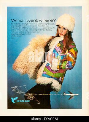 1970er Jahre Magazin Werbung Werbung Iran Air. Stockfoto