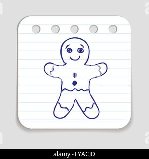 Doodle-Lebkuchen-Mann-Symbol Stock Vektor