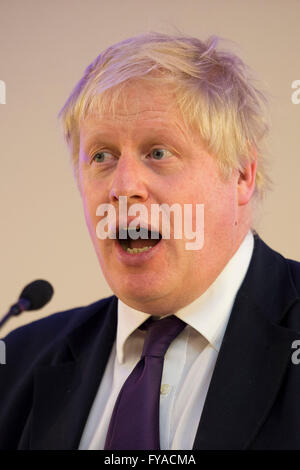 Boris Johnson ehemaliger Bürgermeister von London und konservative Wartungstafel. Stockfoto