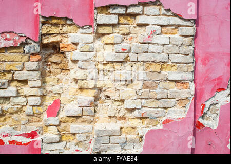 Vintage-Ton geknackt alte Ziegelmauer für Hintergrund Stockfoto