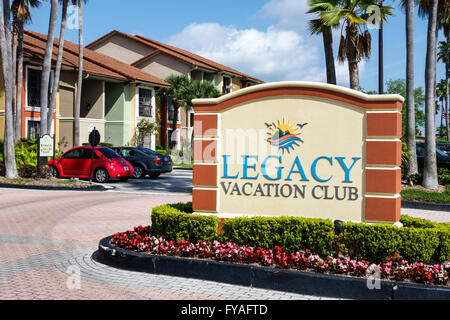 Florida Kissimmee, Orlando, Legacy Vacation Club, Timeshare-Einheiten Suiten, Resort, Schild, Eingang, FL160402003 Stockfoto