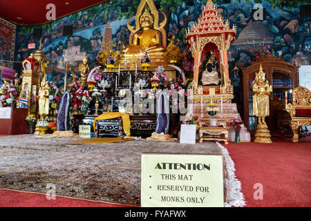 Kissimmee Florida, Orlando Wat Florida Dhammaram Buddhistisches Kloster, Tempel, innen, Altar, Matte nur für Mönche, FL160402026 Stockfoto