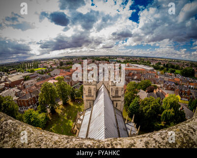 Blick über Selby aus Abtei Dach, North Yorkshire, England. Stockfoto