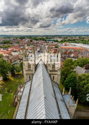 Blick über Selby aus Abtei Dach, North Yorkshire, England. Stockfoto