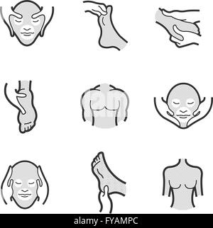Eine Gruppe von Alternativmedizin, massage-Symbole Stock Vektor
