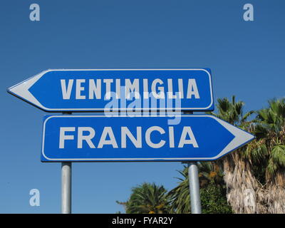 Französisch - italienischen Grenze in der Nähe von Ventimiglia Stockfoto