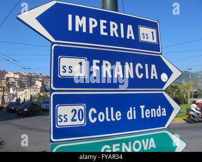 Französisch-italienischen Grenze in der Nähe von Ventimiglia Stockfoto