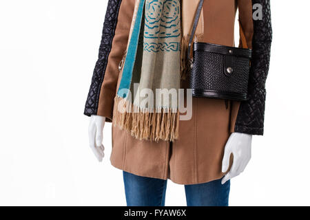 Handtasche und Schal mit Fransen. Stockfoto