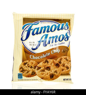 Winneconne, Wisconsin - 19. Februar 2016: Tasche von Famous Amos Schokoladenkekse. Stockfoto