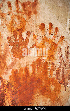 Henna Sati Handabdrücke an der Kenotaph in Rajasthan Stockfoto