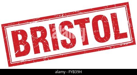 Bristol rotes Quadrat Grunge Stempel auf weiß Stock Vektor