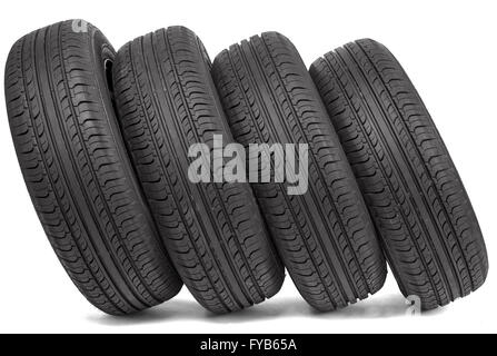 Vier schwarze Reifen Stockfoto