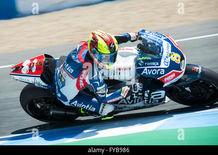 Jerez De La Frontera, Spanien. 24. April 2016. Hector Barbera, spanische MotoGP-Fahrer des Teams Avantia Racing Rennen MotoGP Spaniens, in der Rennstrecke von Jerez. Bildnachweis: Kiko Jimenez/Alamy Live-Nachrichten Stockfoto