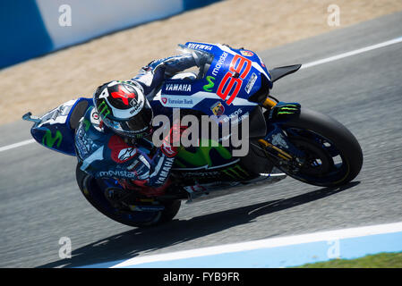 Jerez De La Frontera, Spanien. 24. April 2016. Jorge Lorenzo, spanische MotoGP-Fahrer im race6-Team Movistar Yamaha MotoGP Spaniens, in der Rennstrecke von Jerez. Bildnachweis: Kiko Jimenez/Alamy Live-Nachrichten Stockfoto