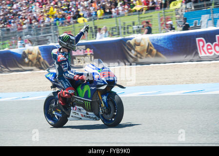 Jerez De La Frontera, Spanien. 24. April 2016. Jorge Lorenzo, spanische MotoGP-Fahrer im race6-Team Movistar Yamaha MotoGP Spaniens, in der Rennstrecke von Jerez. Bildnachweis: Kiko Jimenez/Alamy Live-Nachrichten Stockfoto