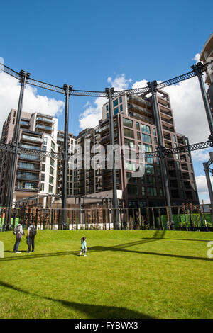 Gasholder Park, St Pancras Lock, Kings Cross, London, UK Stockfoto