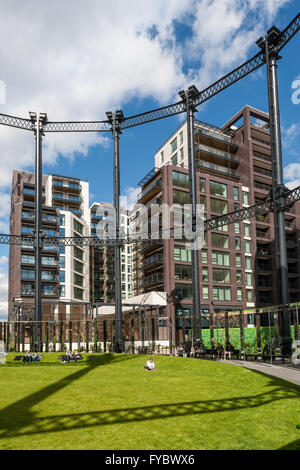 Gasholder Park, St Pancras Lock, Kings Cross, London, UK Stockfoto