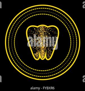 Zahn-Logo auf dem gelben Kreis Rahmen. Stock Vektor